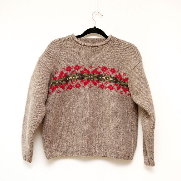 J Crew Gray heavy wool sweater womens L cozy outdoors fall winter gorp preppy - Picture 1 of 6